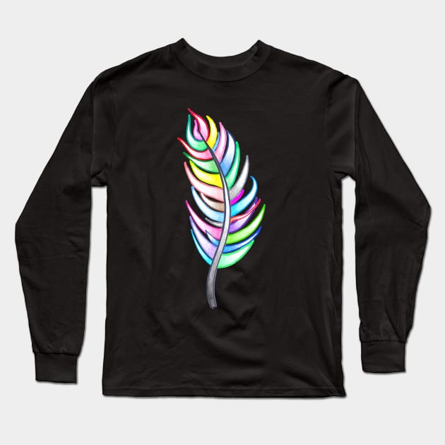 Rainbow feather Long Sleeve T-Shirt by calenbundalas